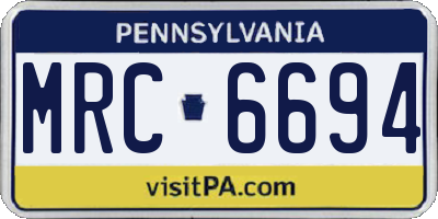 PA license plate MRC6694