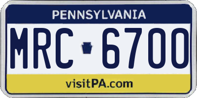 PA license plate MRC6700