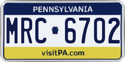 PA license plate MRC6702