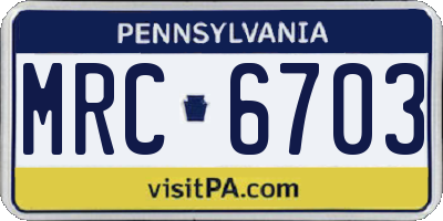PA license plate MRC6703