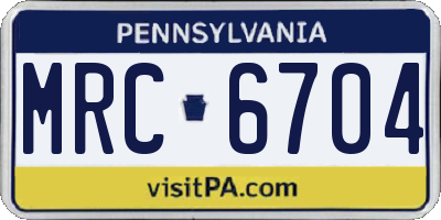 PA license plate MRC6704
