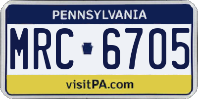 PA license plate MRC6705