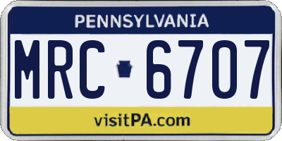 PA license plate MRC6707