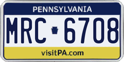 PA license plate MRC6708