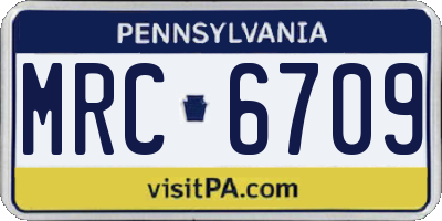 PA license plate MRC6709