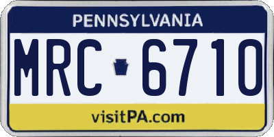 PA license plate MRC6710