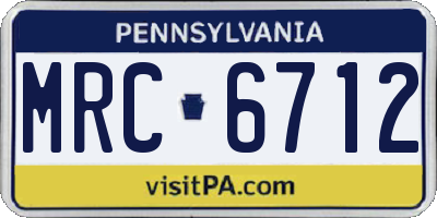 PA license plate MRC6712
