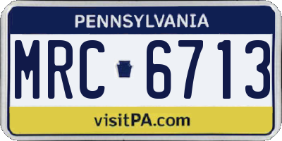 PA license plate MRC6713