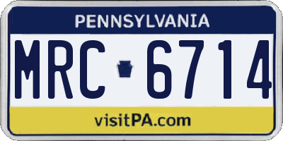 PA license plate MRC6714