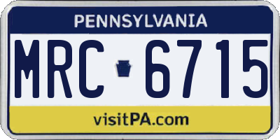 PA license plate MRC6715