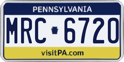 PA license plate MRC6720