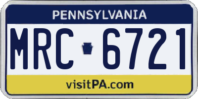 PA license plate MRC6721