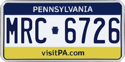 PA license plate MRC6726