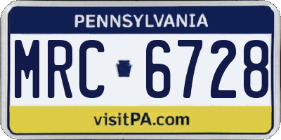 PA license plate MRC6728