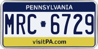 PA license plate MRC6729