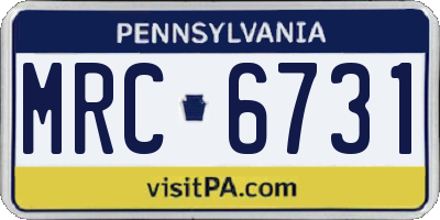 PA license plate MRC6731