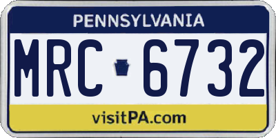 PA license plate MRC6732