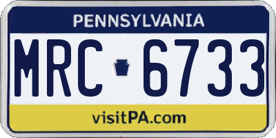 PA license plate MRC6733