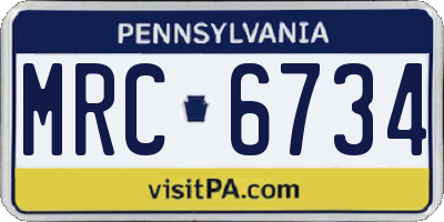 PA license plate MRC6734