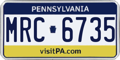 PA license plate MRC6735