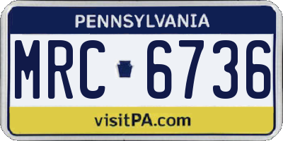 PA license plate MRC6736