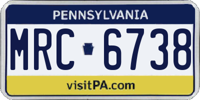 PA license plate MRC6738