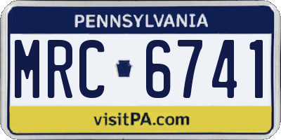 PA license plate MRC6741