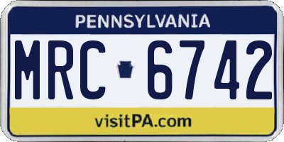 PA license plate MRC6742