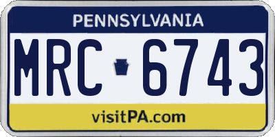 PA license plate MRC6743