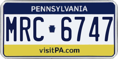 PA license plate MRC6747