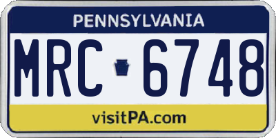 PA license plate MRC6748