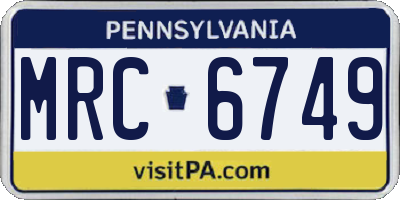 PA license plate MRC6749