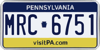 PA license plate MRC6751