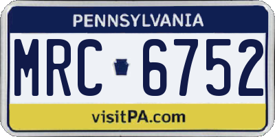 PA license plate MRC6752