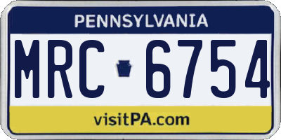 PA license plate MRC6754