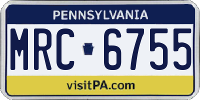 PA license plate MRC6755