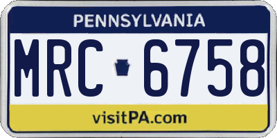 PA license plate MRC6758