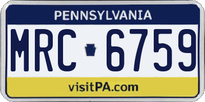 PA license plate MRC6759