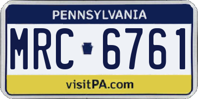 PA license plate MRC6761