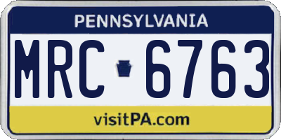 PA license plate MRC6763
