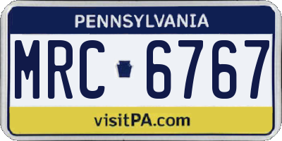 PA license plate MRC6767