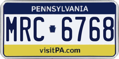 PA license plate MRC6768
