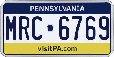 PA license plate MRC6769