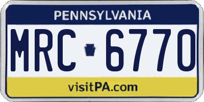 PA license plate MRC6770