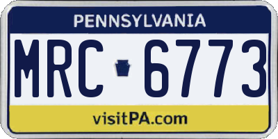 PA license plate MRC6773