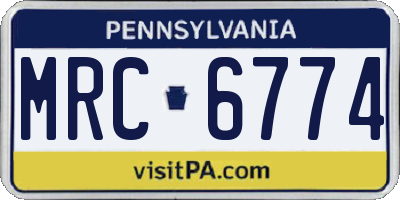 PA license plate MRC6774