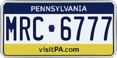 PA license plate MRC6777