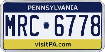 PA license plate MRC6778