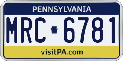 PA license plate MRC6781