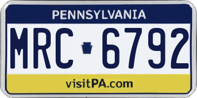 PA license plate MRC6792
